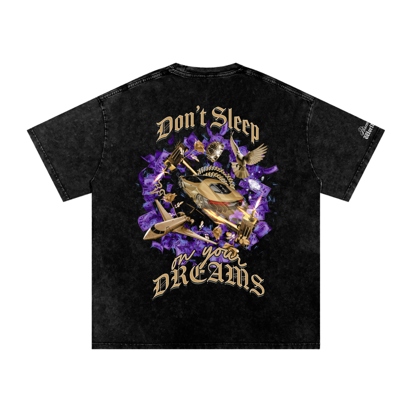 Don't Sleep on Your Dreams X RisenRetro Snow Washed Oversized Cotton T-Shirt