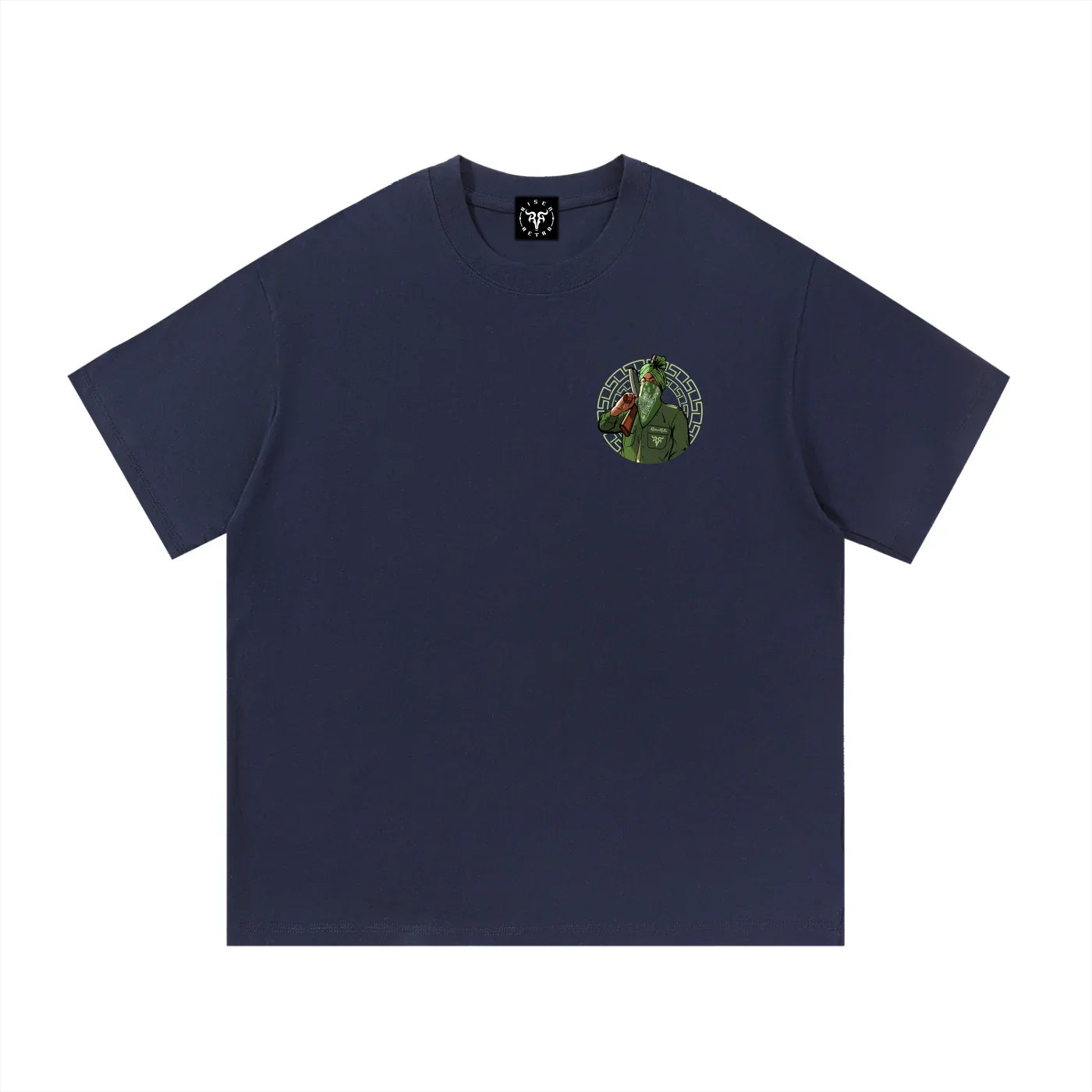Navy blue oversized Punjabi streetwear t-shirt with unique front graphic design
