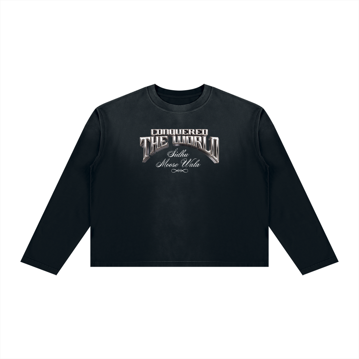 CONQUERED THE WORLD | Unisex Sunfade Boxy Long Sleeve T-Shirt | Sidhu Moose Wala