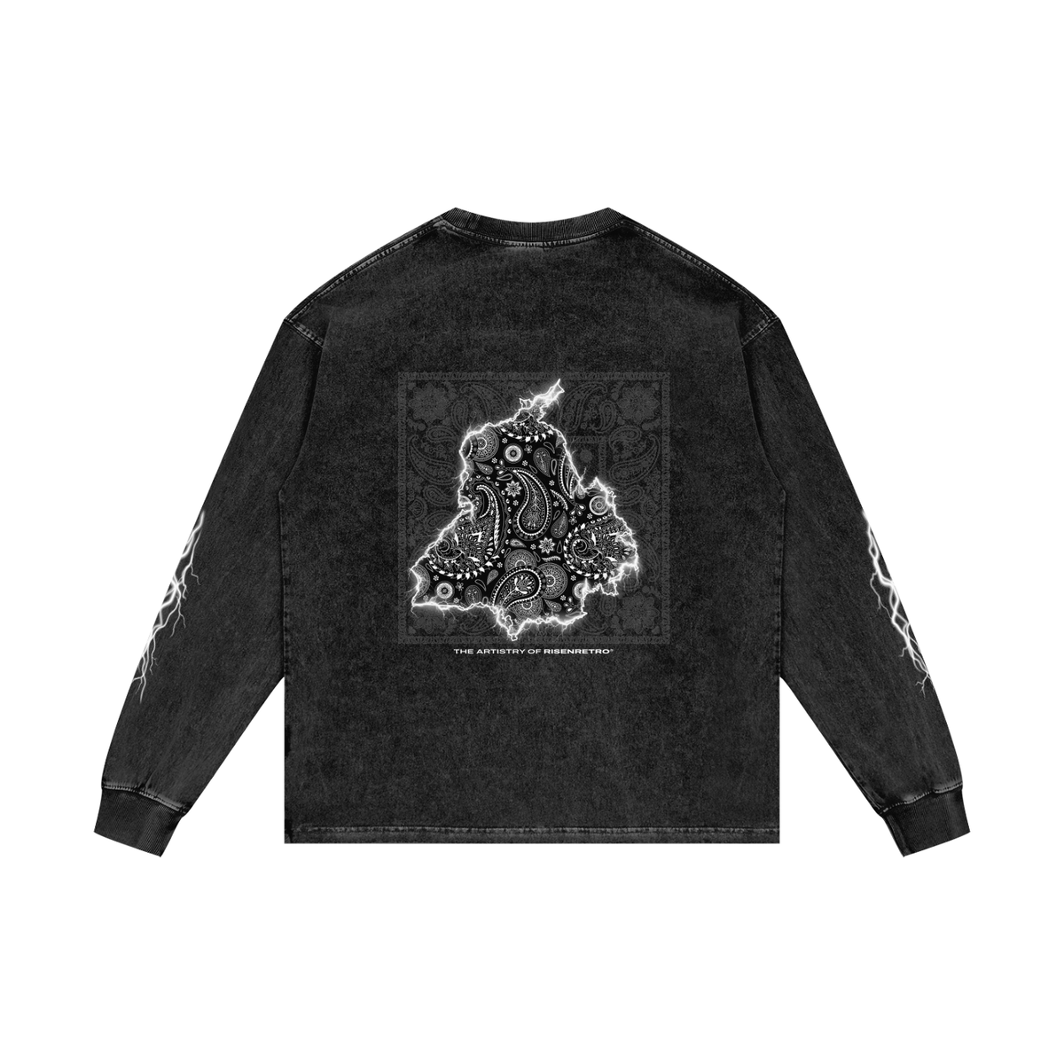 Panjab Bandana Flash  | RISENRETRO |  Acid Wash Oversize Long Sleeve T-Shirt