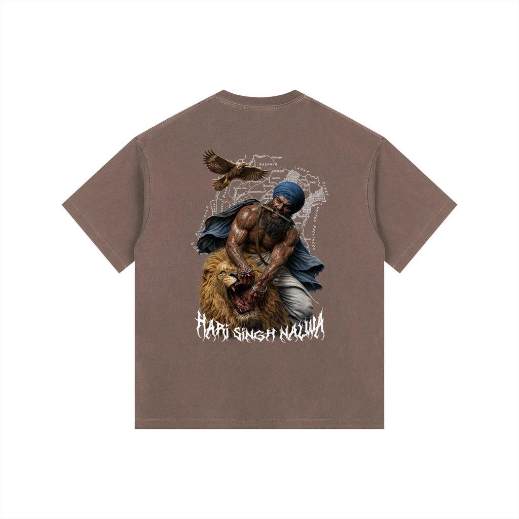 SHER - E -PANJAB NALWA Vintage Washed Oversized Cotton T-Shirt