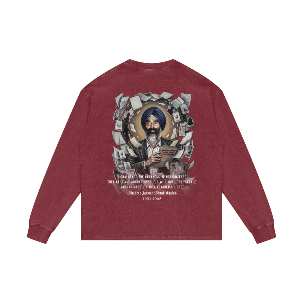 JASWANT SINGH KHALRA | RISENRETRO| Acid Wash Oversize Long Sleeve T-Shirt