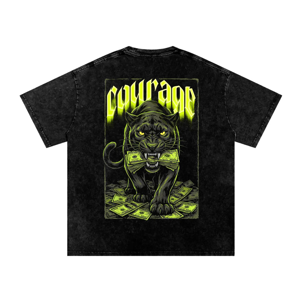 Courage Over Comfort Neon X Risen Retro Snow Washed Oversized Cotton T-Shirt