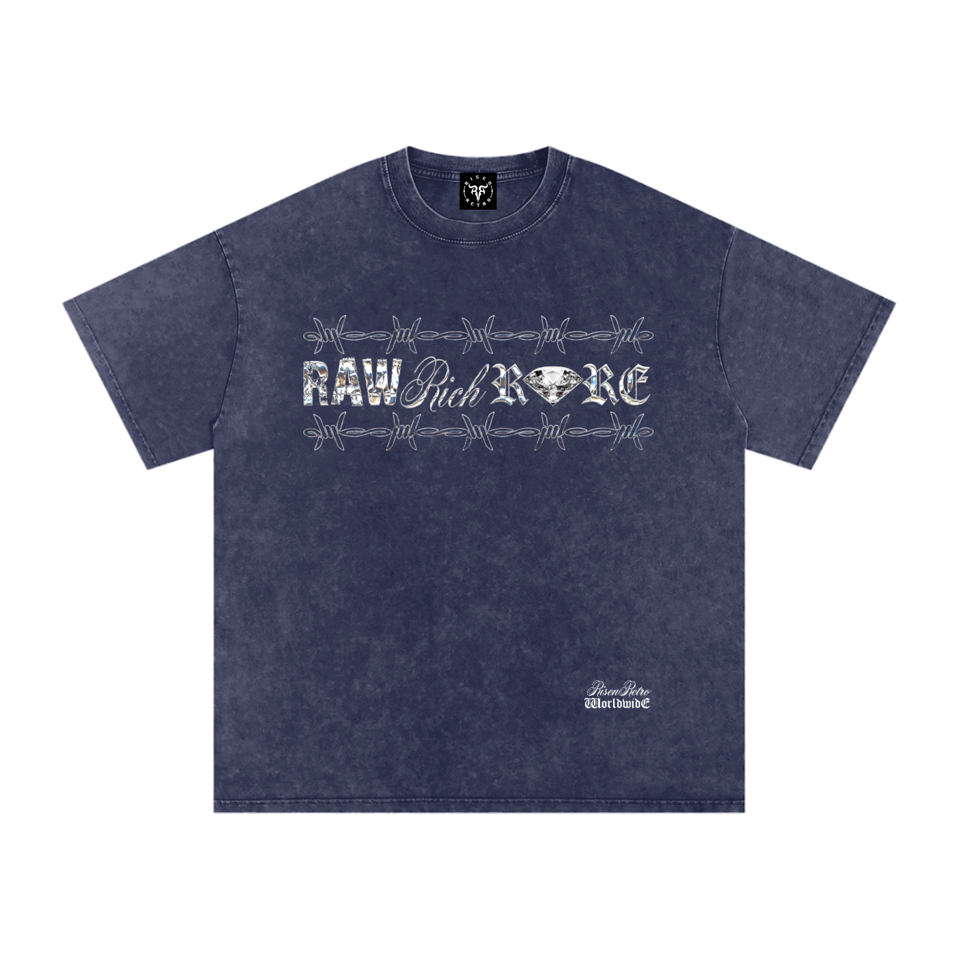 RAW RICH RARE X RisenRetro Snow Washed Oversized Cotton T-Shirt