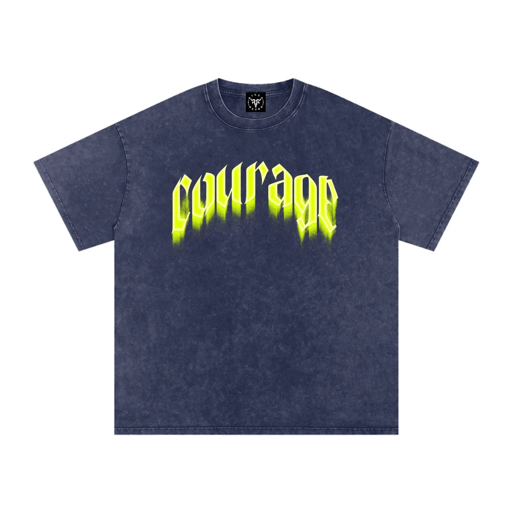 Courage Over Comfort Neon X Risen Retro Snow Washed Oversized Cotton T-Shirt