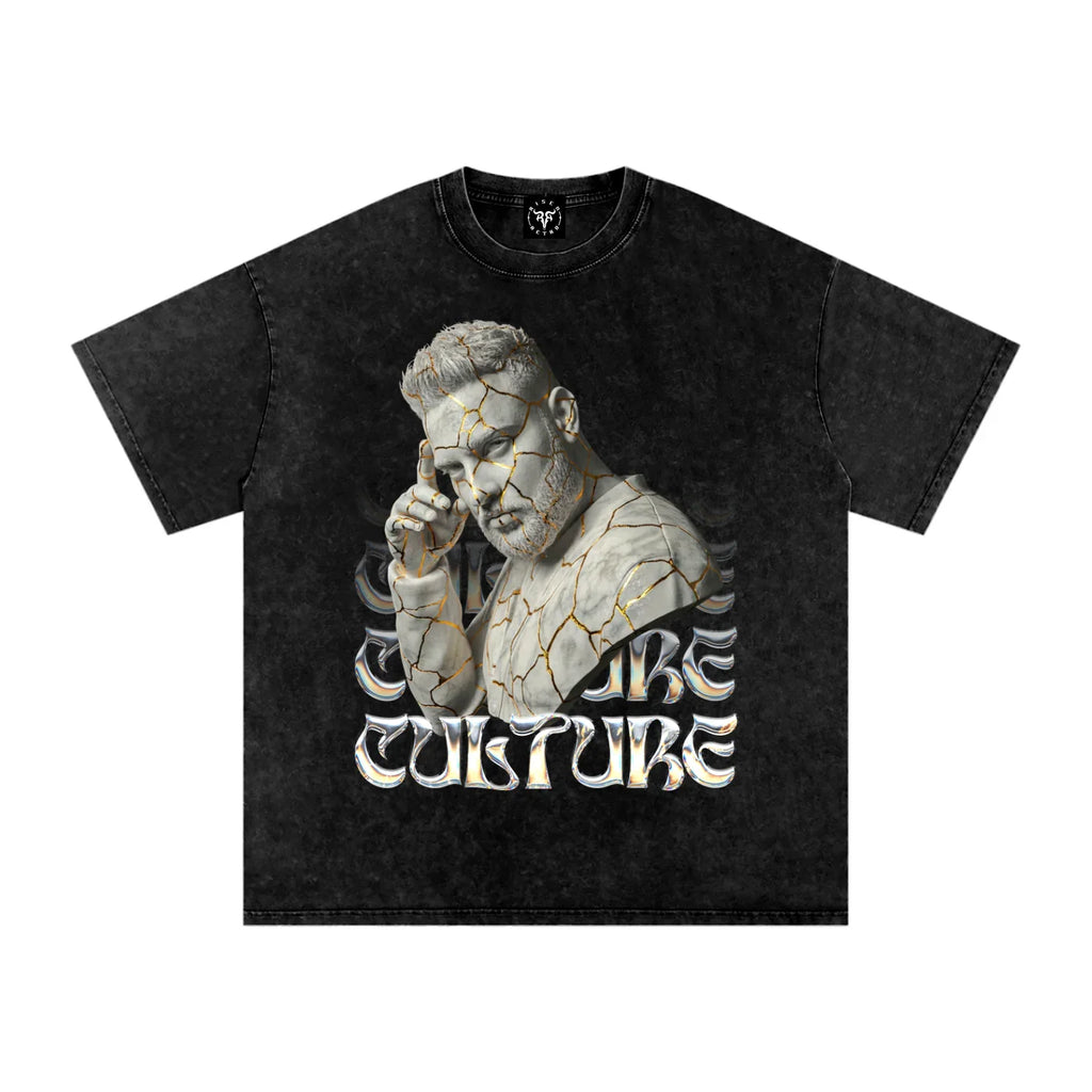 Karan Aujla X RisenRetro Culture Snow Washed Oversized Cotton T-Shirt