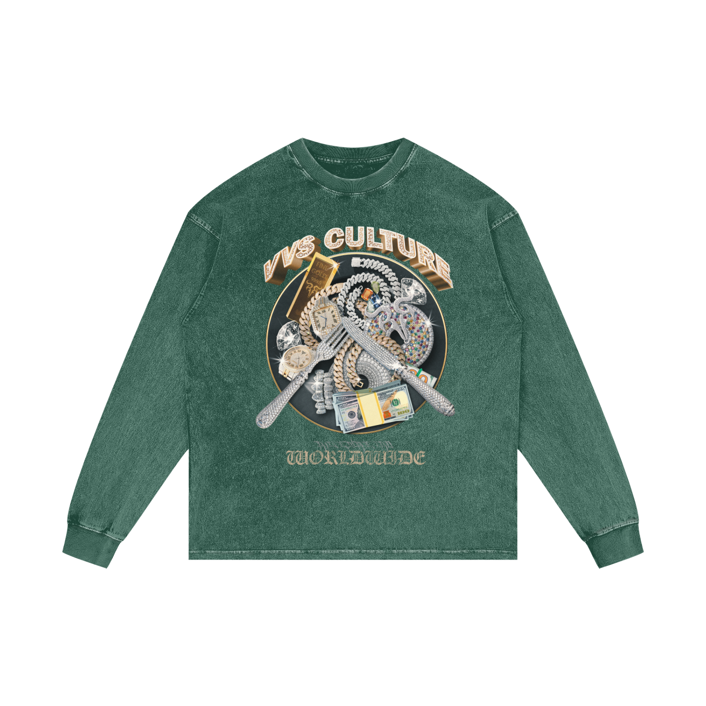 VVS Culture X RisenRetro Acid Wash Oversize Long Sleeve T-Shirt