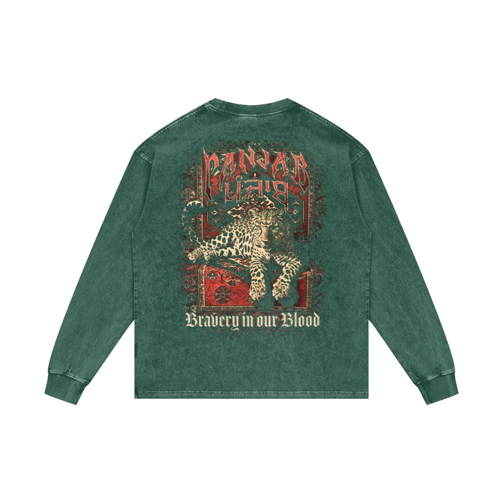 Panjab Bloodline X RisenRetro Acid Wash Oversize Long Sleeve T-Shirt