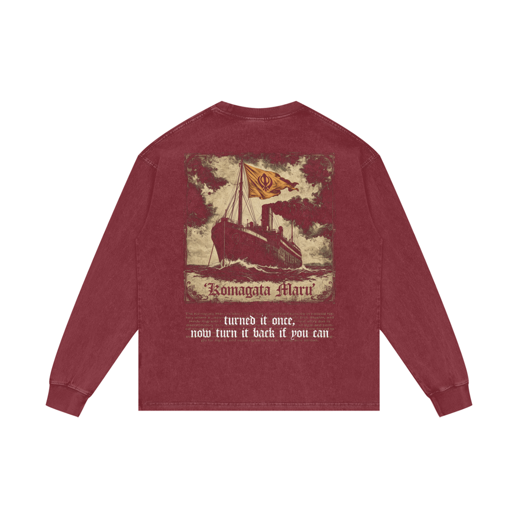 KOMAGATA MARU | RISENRETRO | Acid Wash Oversize Long Sleeve T-Shirt