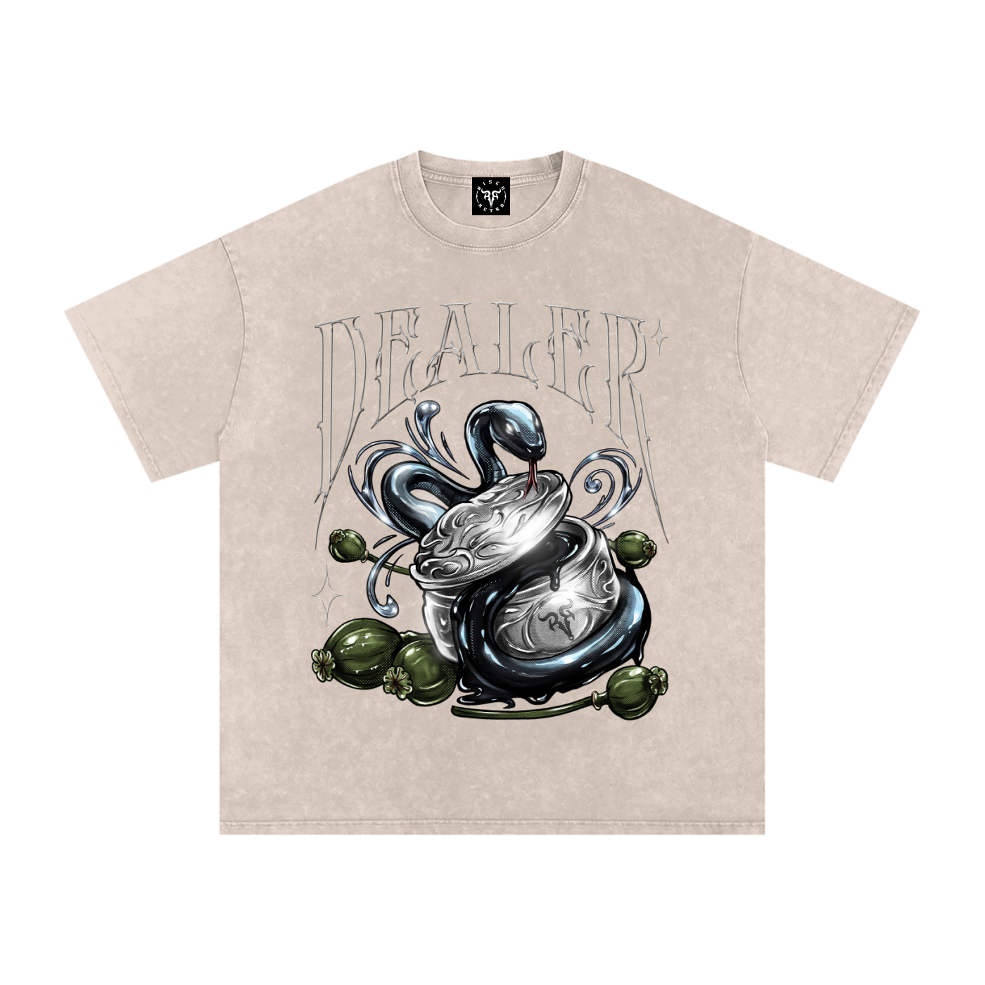 DEALER x RISENRETRO Snow Washed Oversized Cotton T-Shirt