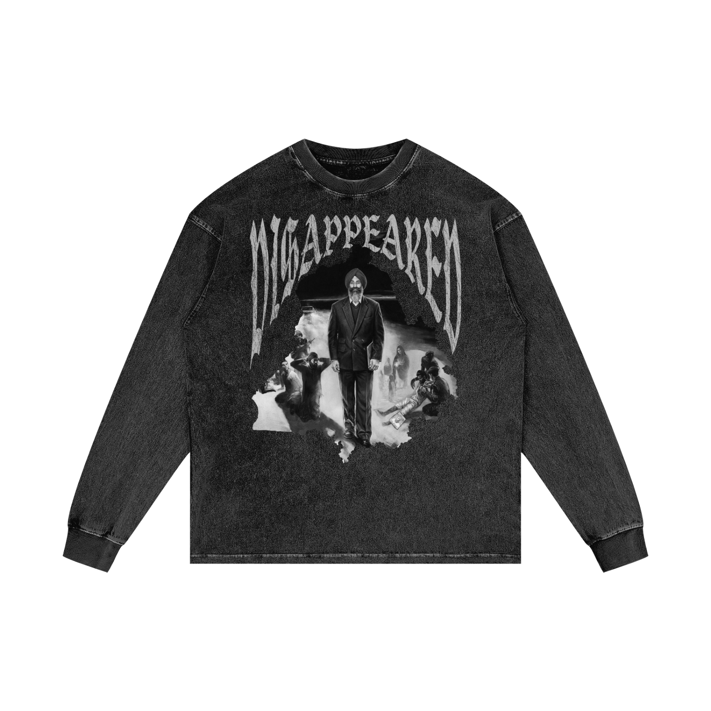 JASWANT SINGH KHALRA DISAPPEARED x Acid Wash Oversize Long Sleeve T-Shirt