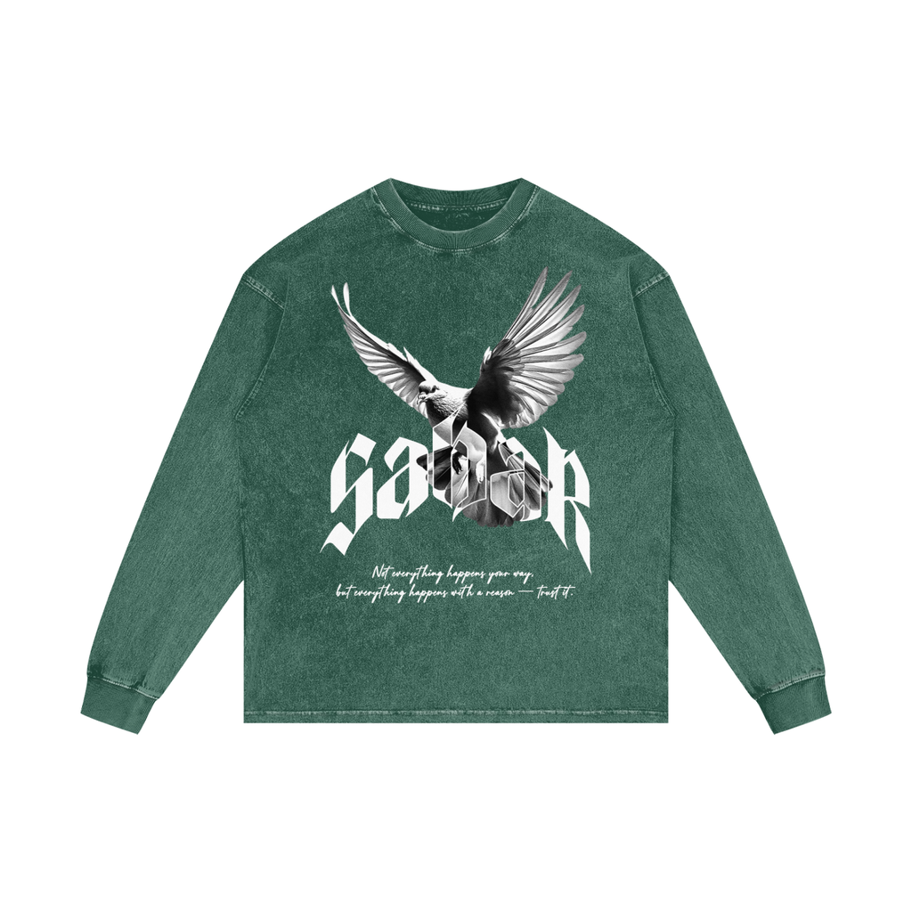 SABAR | RISENRETRO | Acid Wash Oversize Long Sleeve T-Shirt