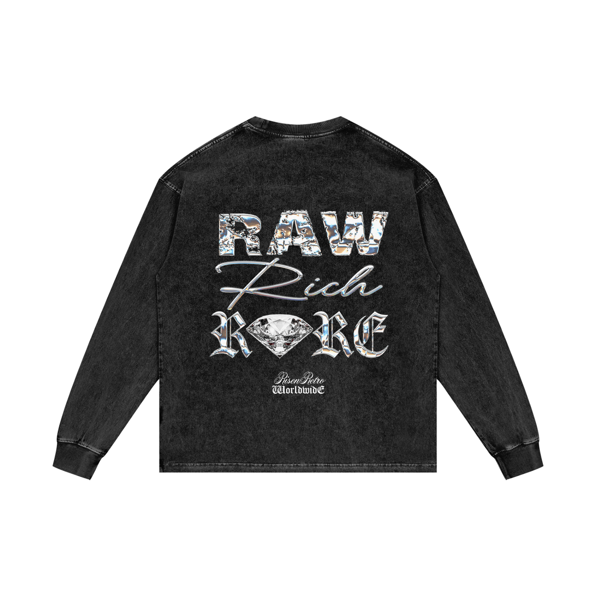 RAW RICH RARE  | RISENRETRO | Acid Wash Oversize Long Sleeve T-Shirt