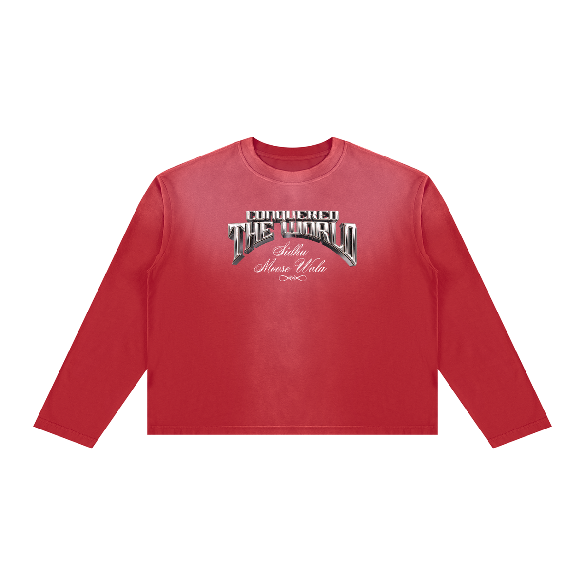 CONQUERED THE WORLD | Unisex Sunfade Boxy Long Sleeve T-Shirt | Sidhu Moose Wala