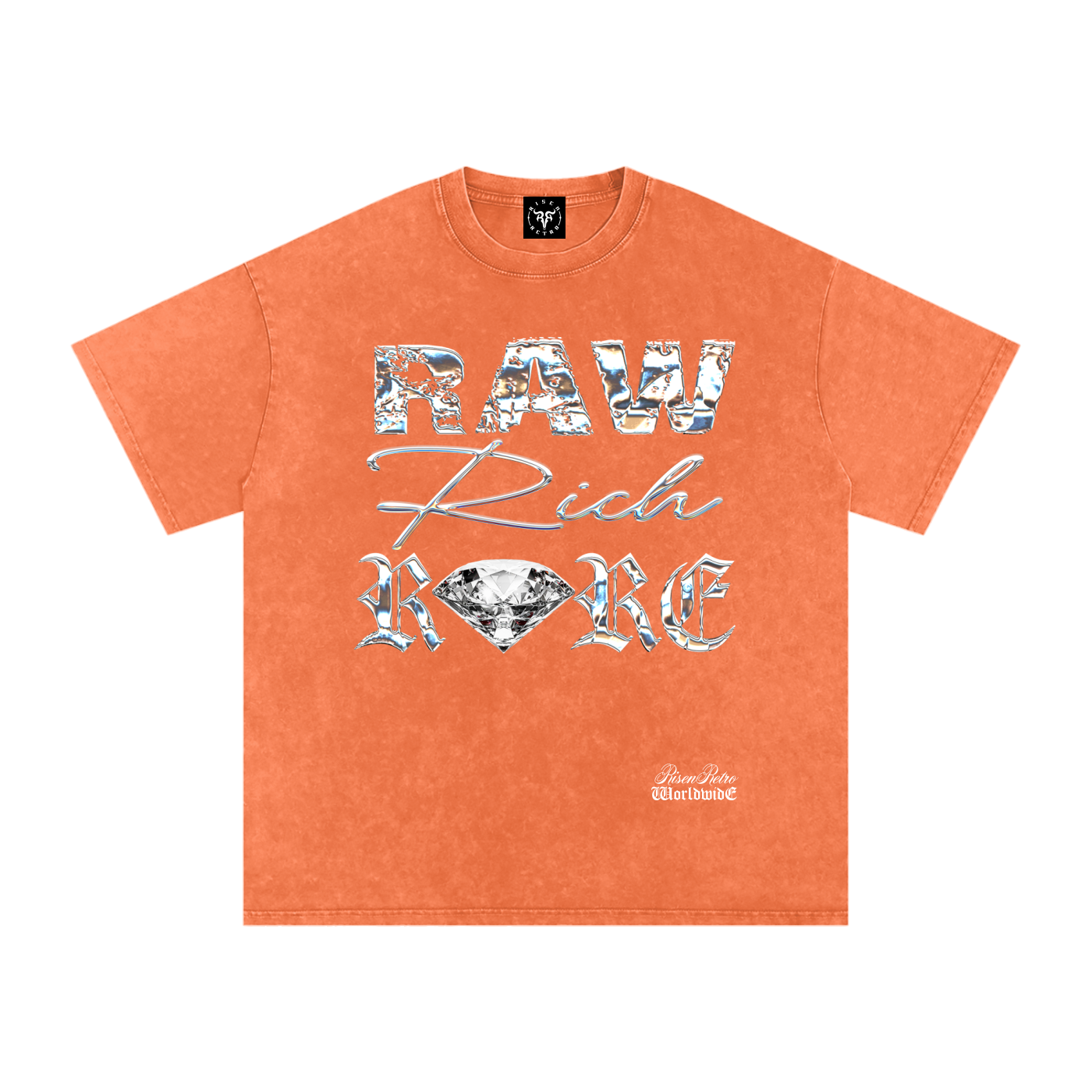 RAW RICH RARE x RISEN RETRO Snow Washed Oversized Cotton T-Shirt