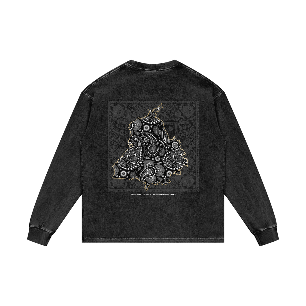 PANJAB BANDANA | RISENRETRO | Acid Wash Oversize Long Sleeve T-Shirt