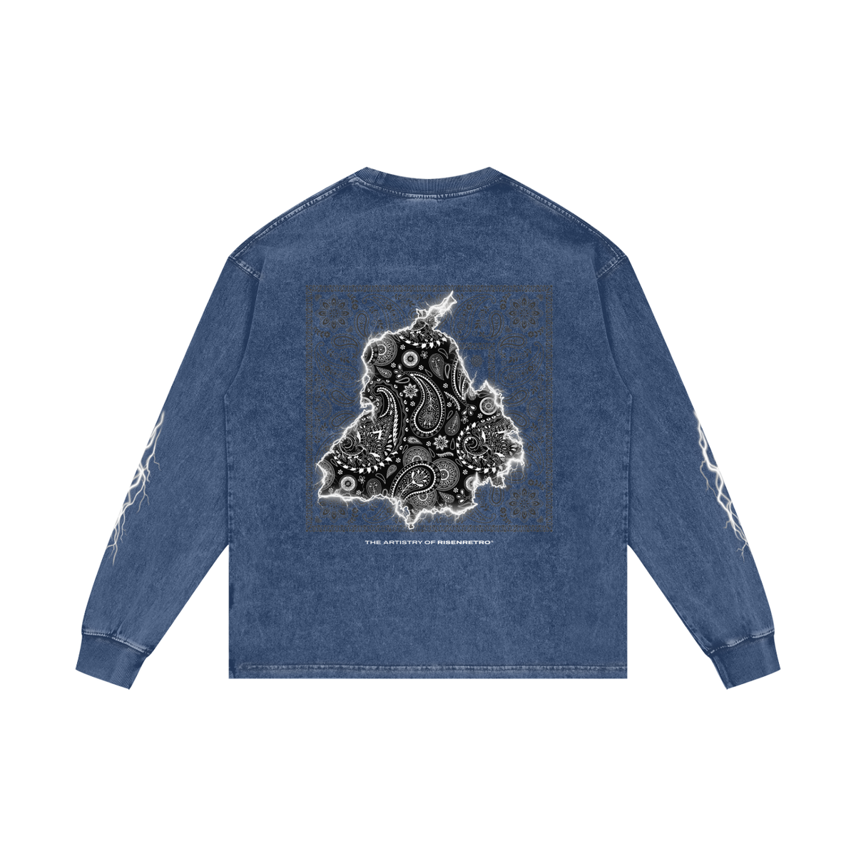 Panjab Bandana Flash V2 | RisenRetro | Acid Wash Oversize Long Sleeve T-Shirt