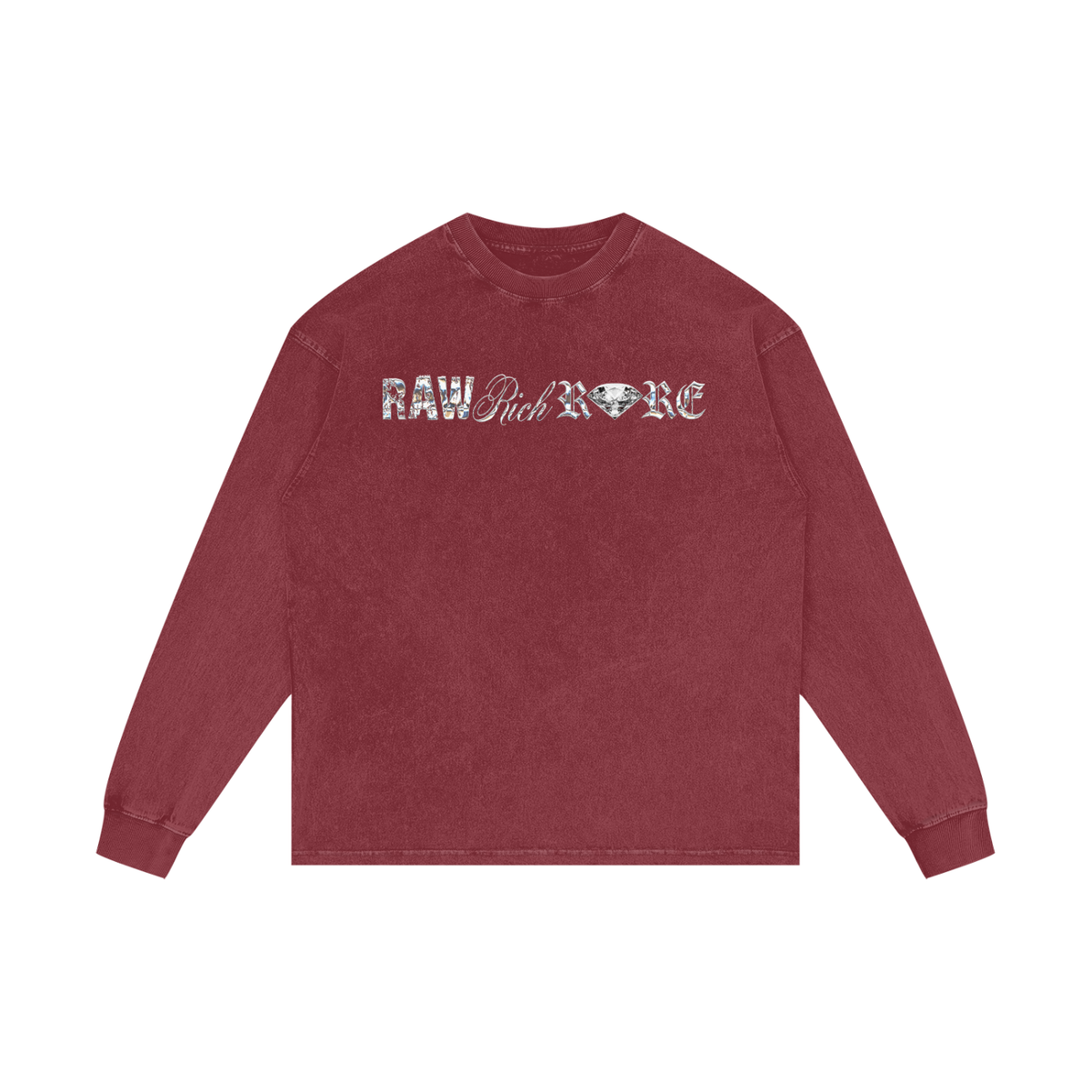 RAW RICH RARE  | RISENRETRO | Acid Wash Oversize Long Sleeve T-Shirt