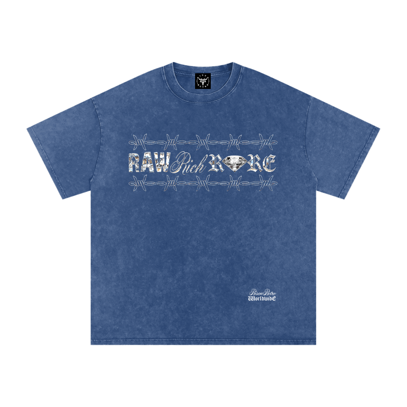 RAW RICH RARE X RisenRetro Snow Washed Oversized Cotton T-Shirt