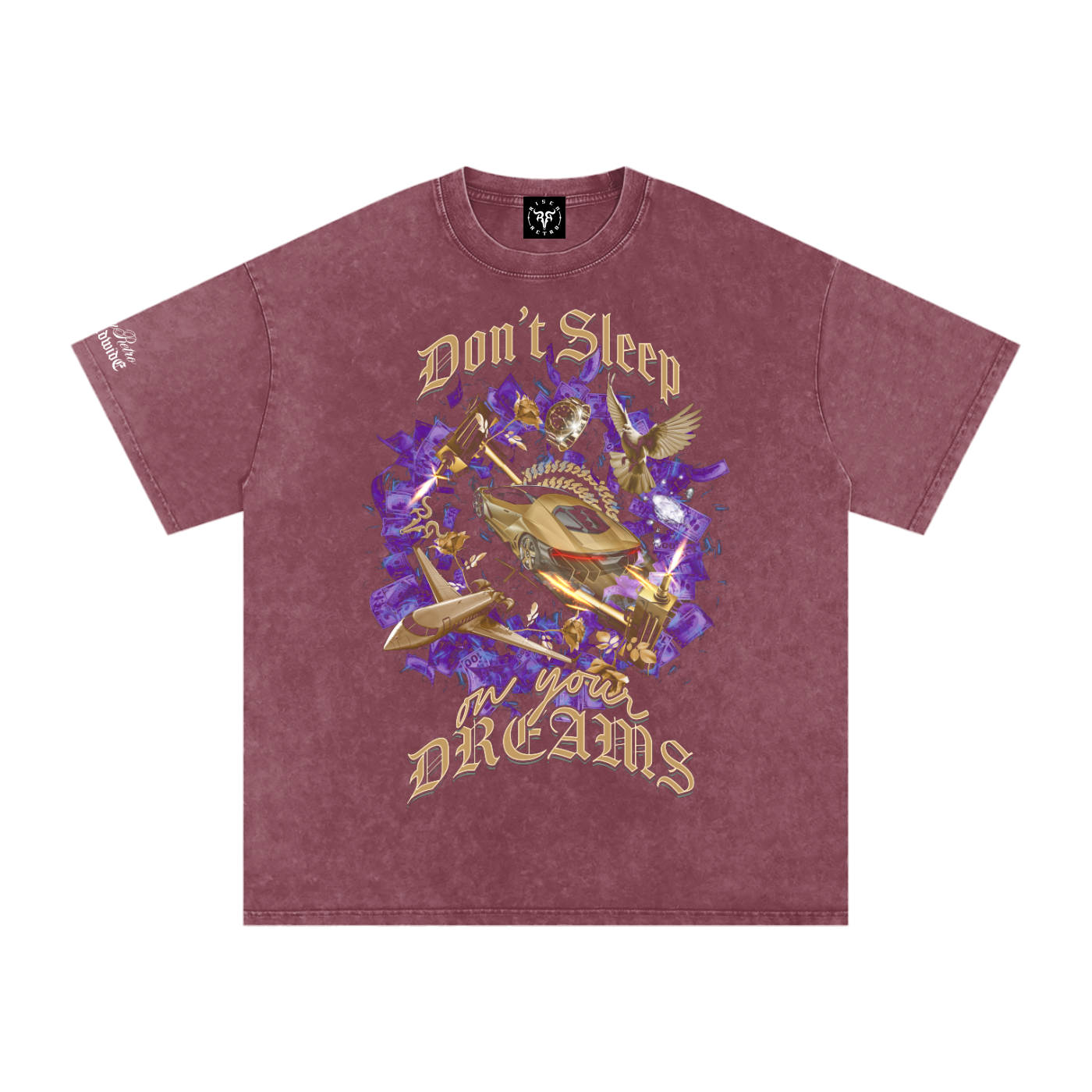 Don't Sleep on Your Dreams X RisenRetro Snow Washed Oversized Cotton T-Shirt