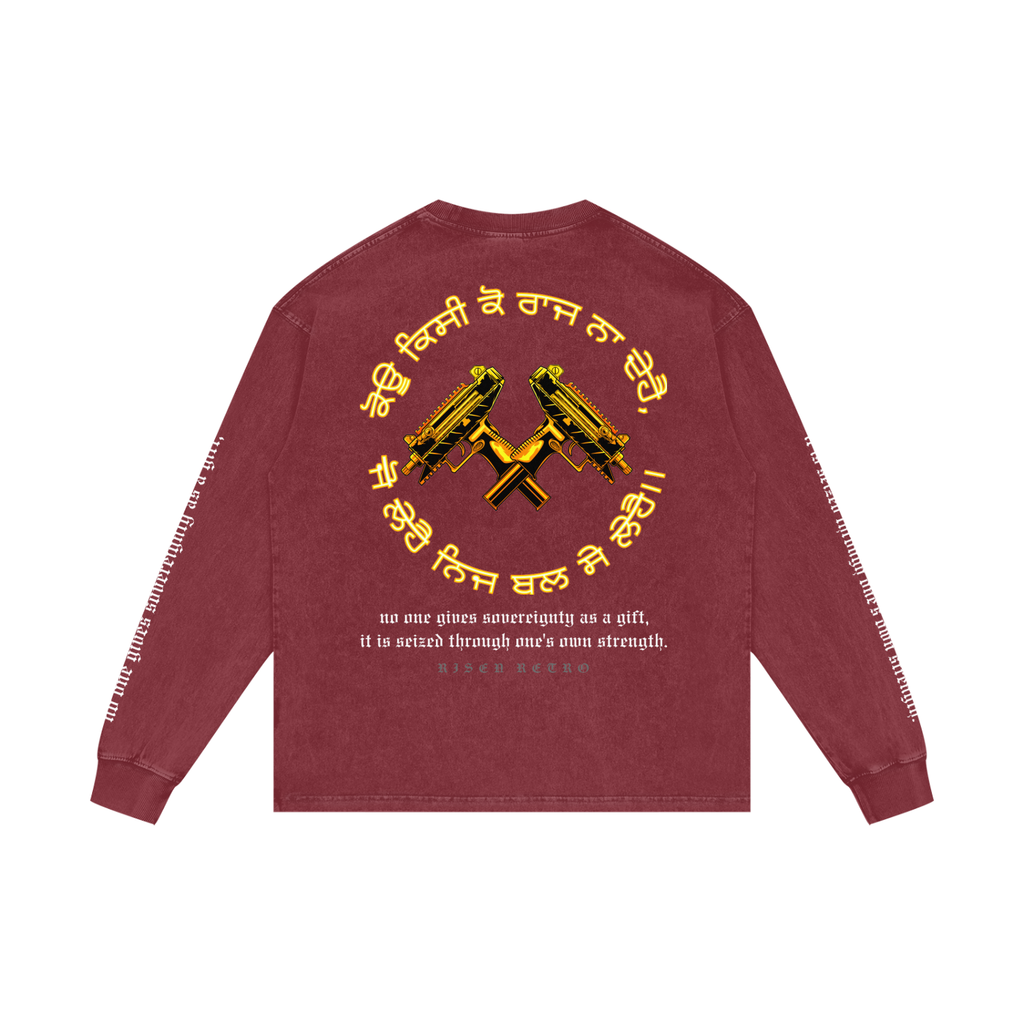 FORCE OF WILL 3 | RISENRETRO | Acid Wash Oversize Long Sleeve T-Shirt