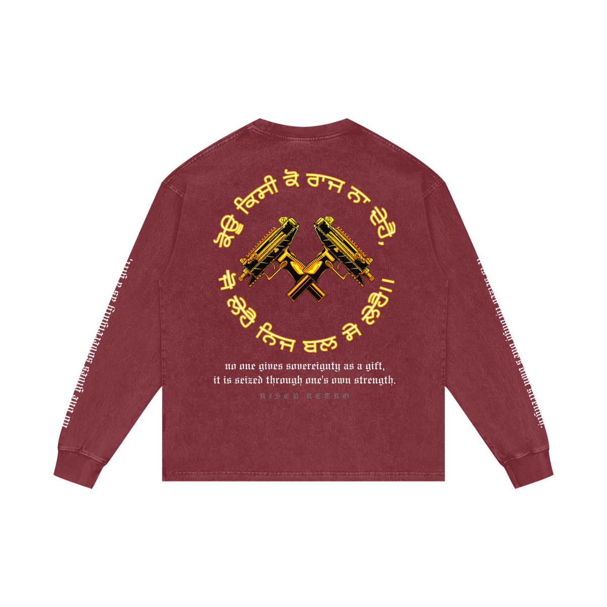 FORCE OF WILL 3 | RISENRETRO | Acid Wash Oversize Long Sleeve T-Shirt