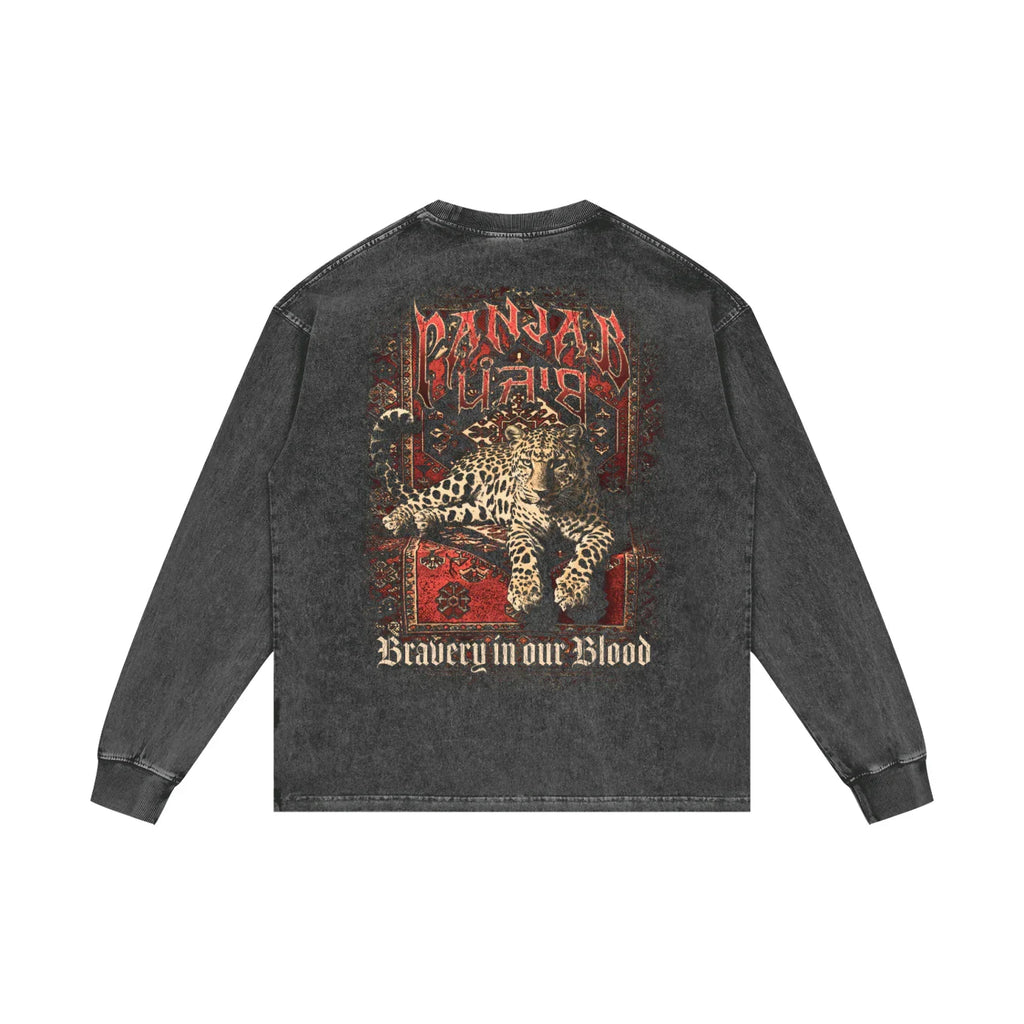 Panjab Bloodline X RisenRetro Acid Wash Oversize Long Sleeve T-Shirt