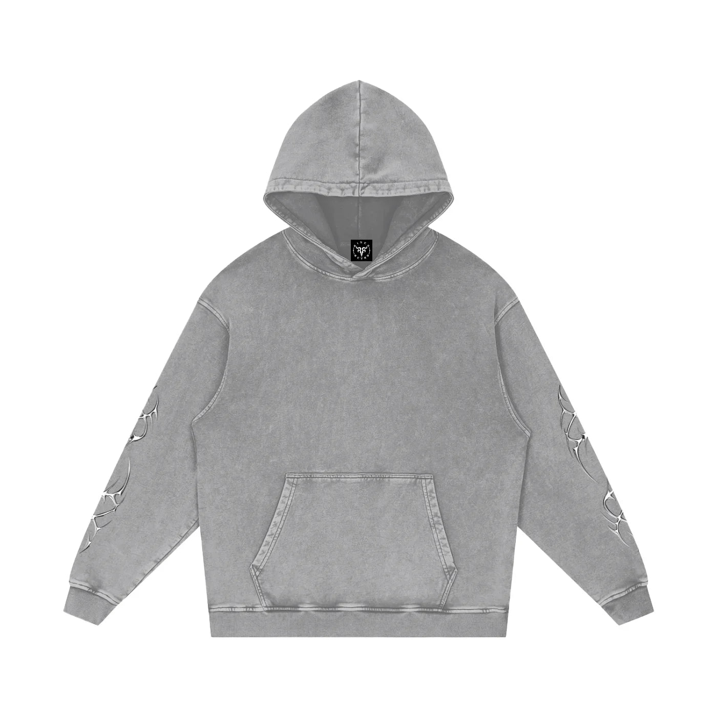 Sweat à capuche ample en coton délavé Liquid Metal Star Snow