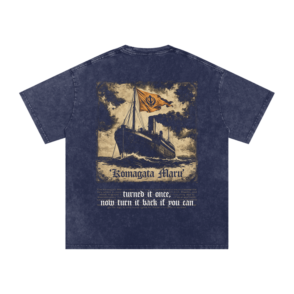 KOMAGATA MARU X RisenRetro Snow Washed Oversized Cotton T-Shirt
