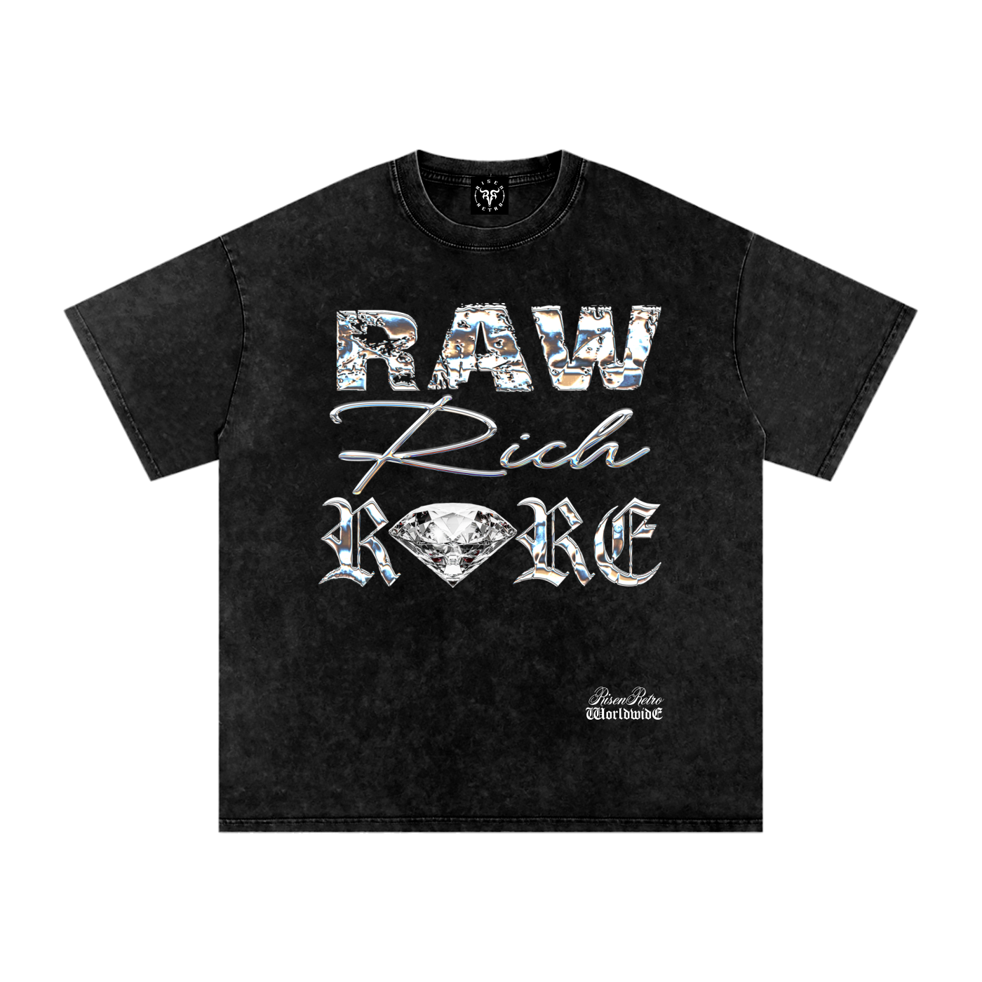 RAW RICH RARE x RISEN RETRO Snow Washed Oversized Cotton T-Shirt