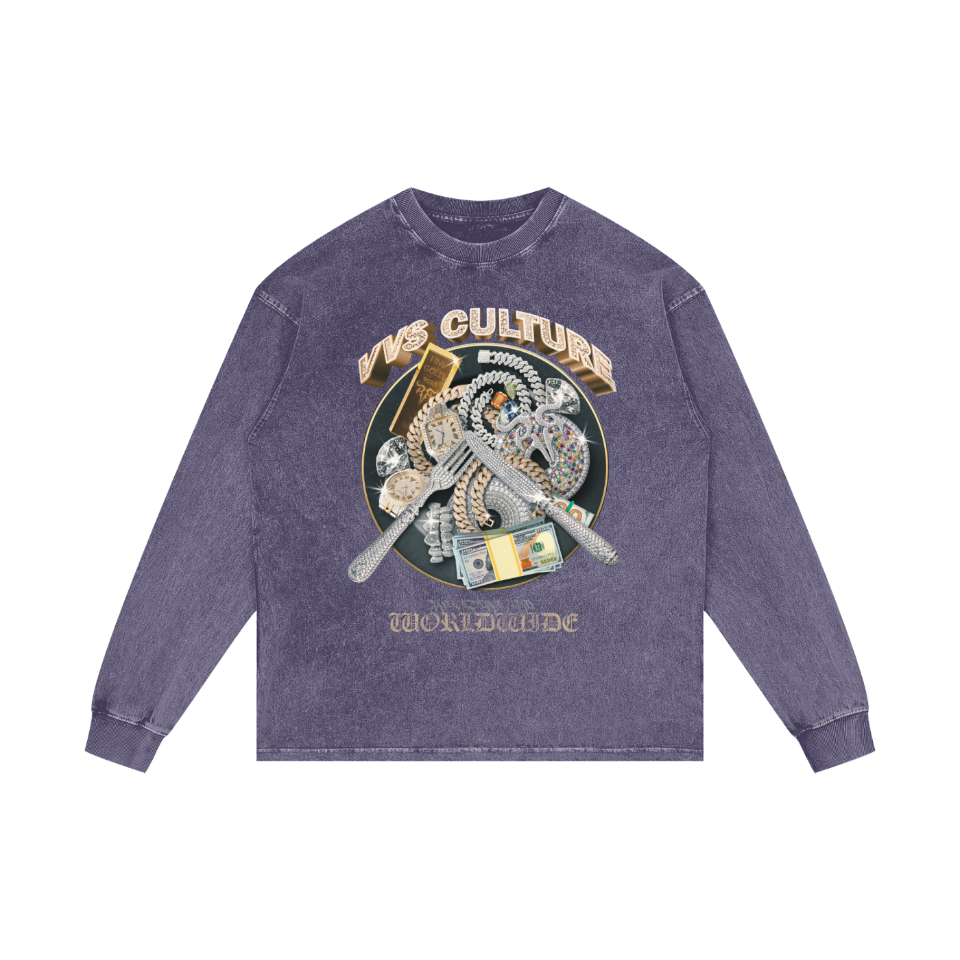 VVS Culture X RisenRetro Acid Wash Oversize Long Sleeve T-Shirt