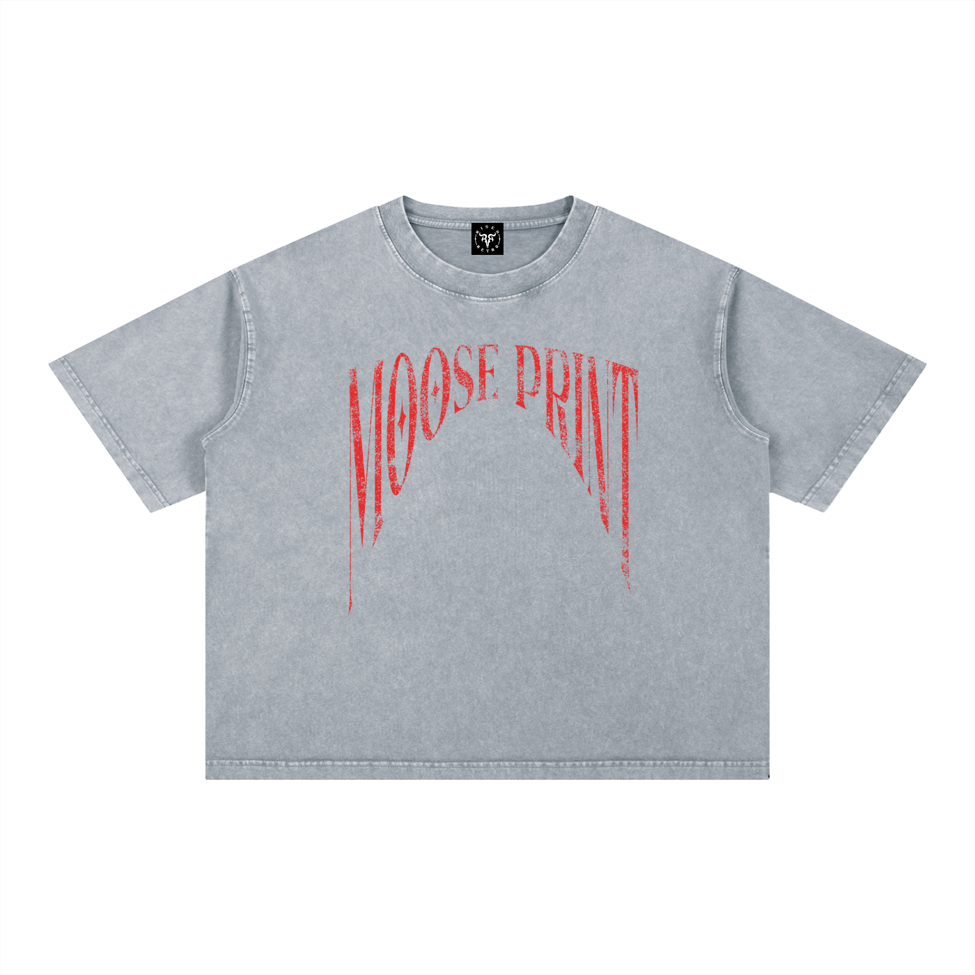 Moose Print S.M.W X RISEN RETRO Wash Boxy Cotton T-Shirt