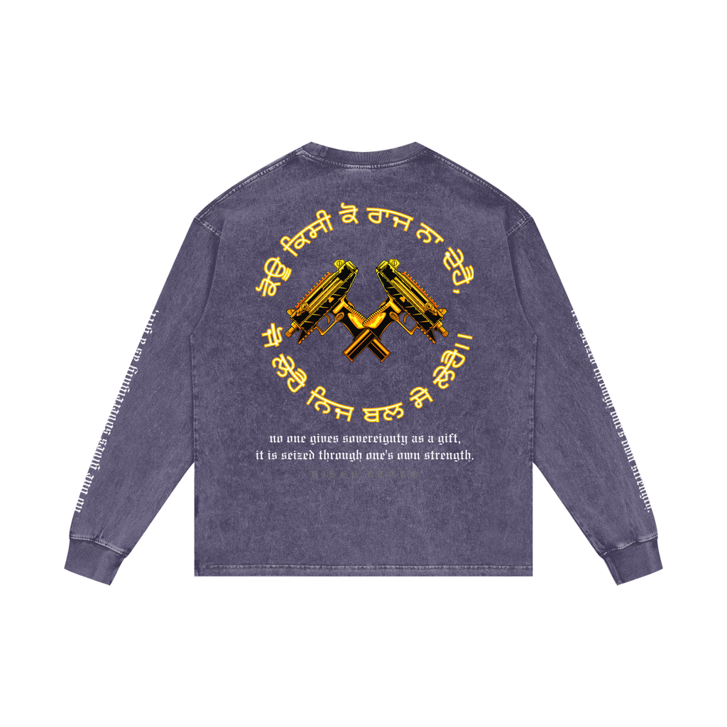 FORCE OF WILL 3 | RISENRETRO | Acid Wash Oversize Long Sleeve T-Shirt