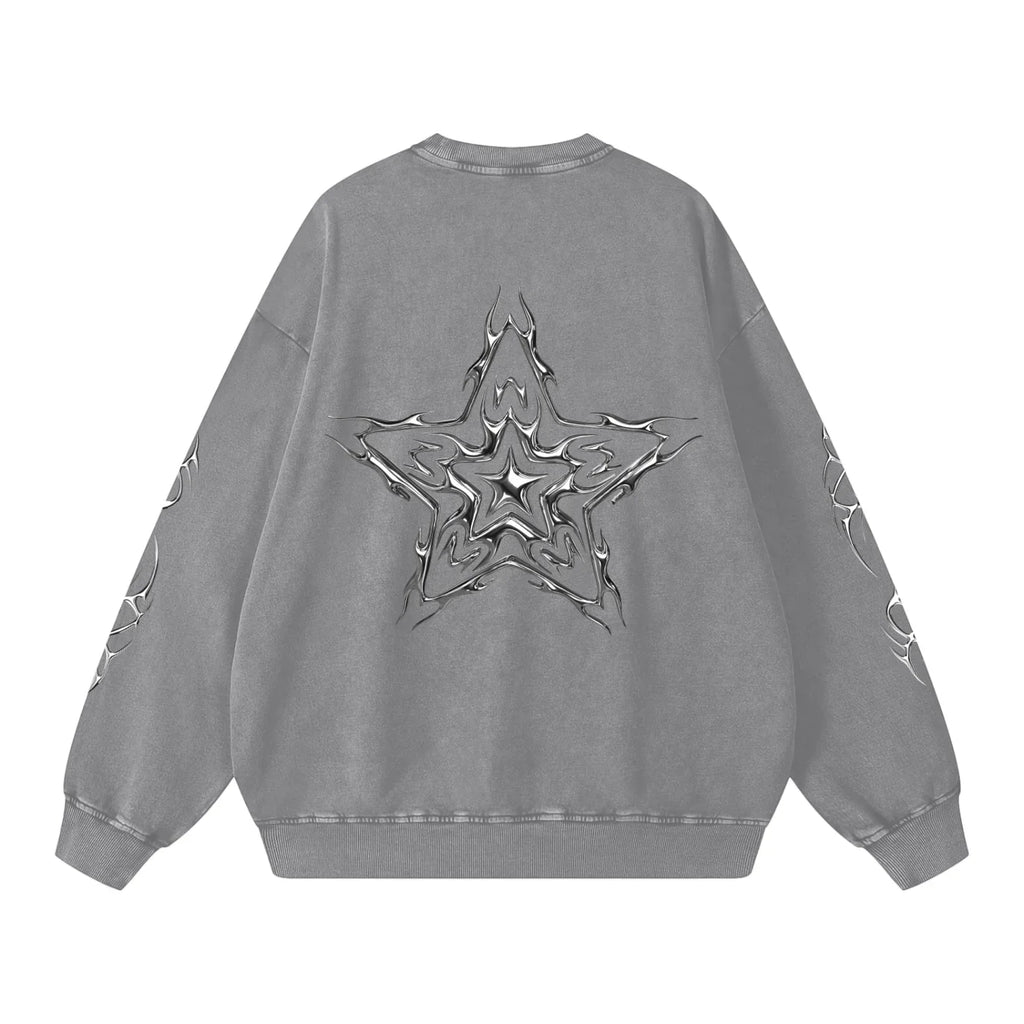Sweat-shirt oversize délavé Liquid Metal Star