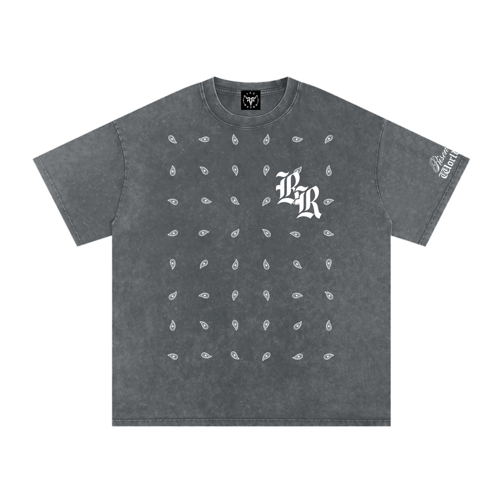 RISENRETRO PAISLEY Snow Washed Oversized Cotton T-Shirt