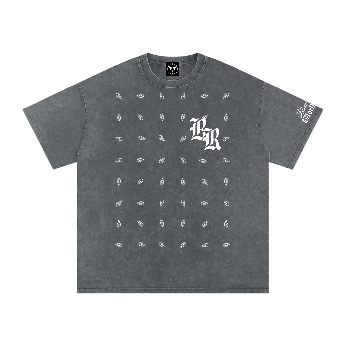 RISENRETRO PAISLEY Snow Washed Oversized Cotton T-Shirt