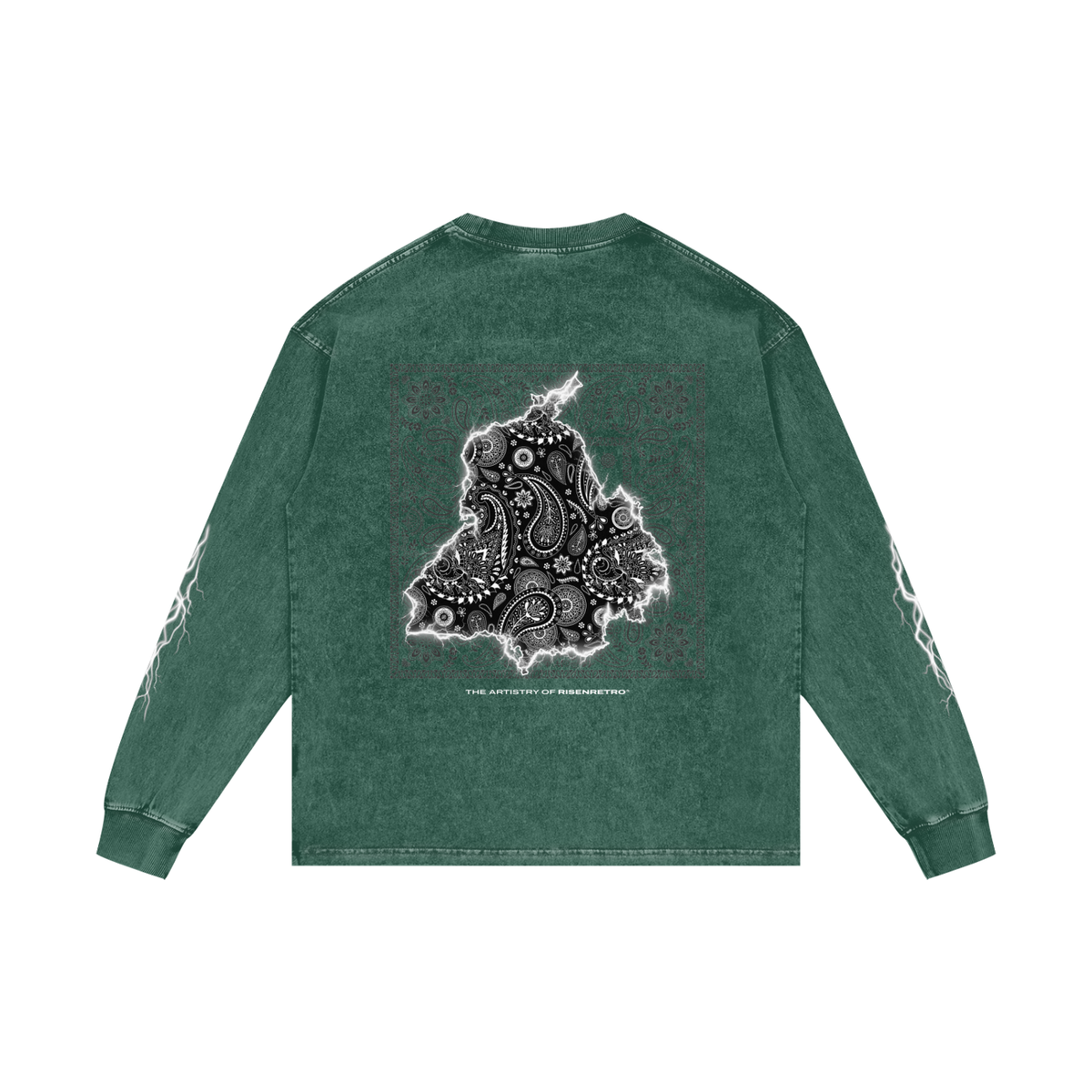 Panjab Bandana Flash V2 | RisenRetro | Acid Wash Oversize Long Sleeve T-Shirt