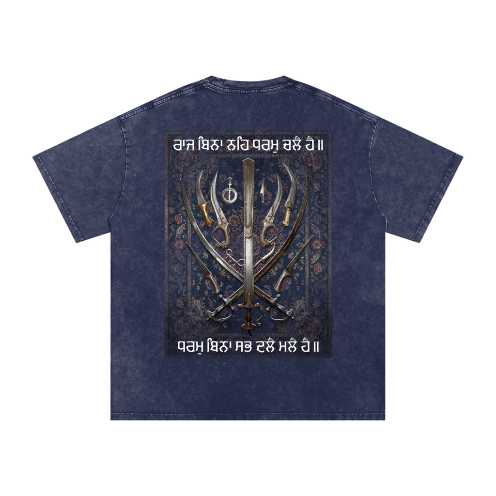 SIKH ARMORY X Risen Retro Snow Washed Oversized Cotton T-Shirt
