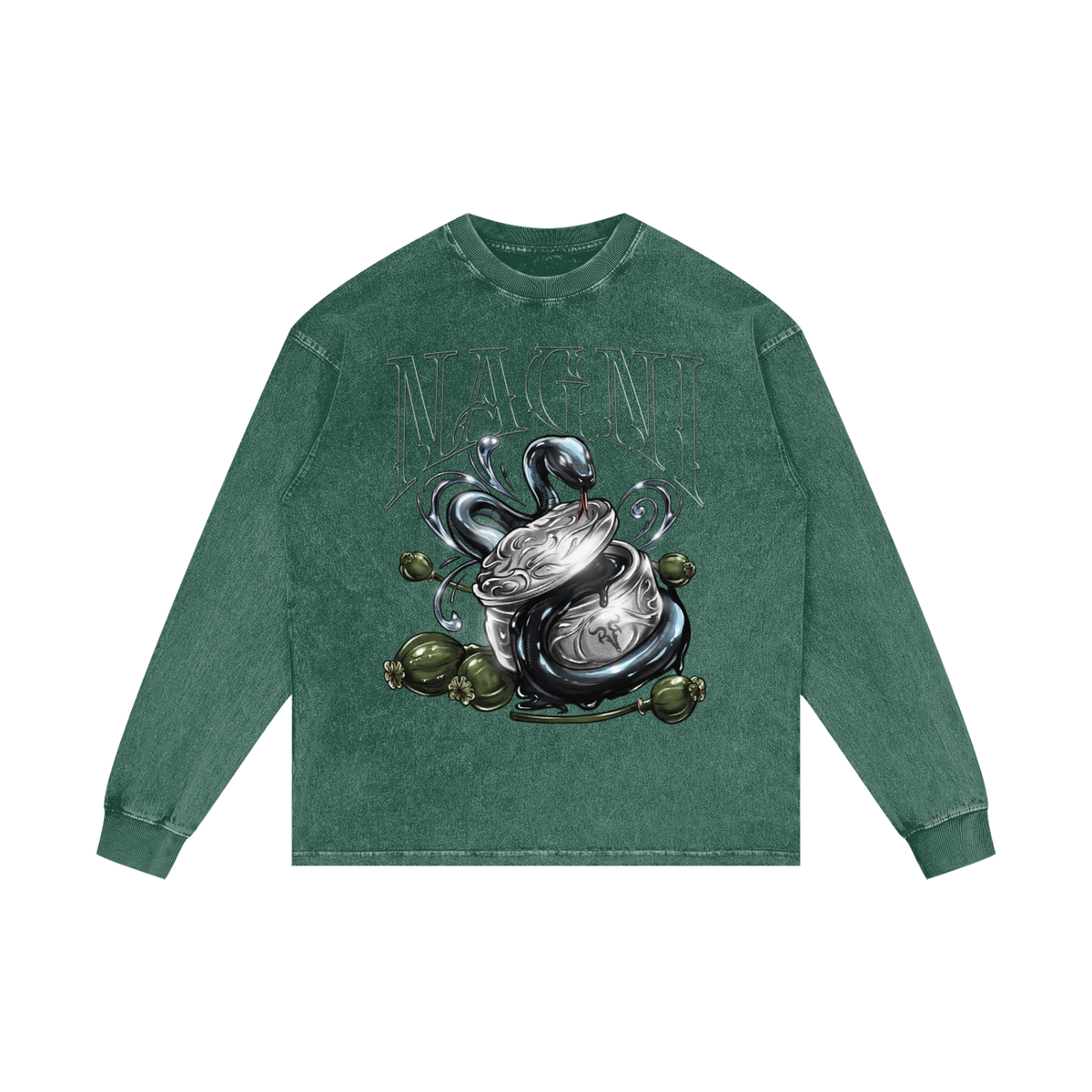 NAGNI | RISENRETRO | Acid Wash Oversize Long Sleeve T-Shirt
