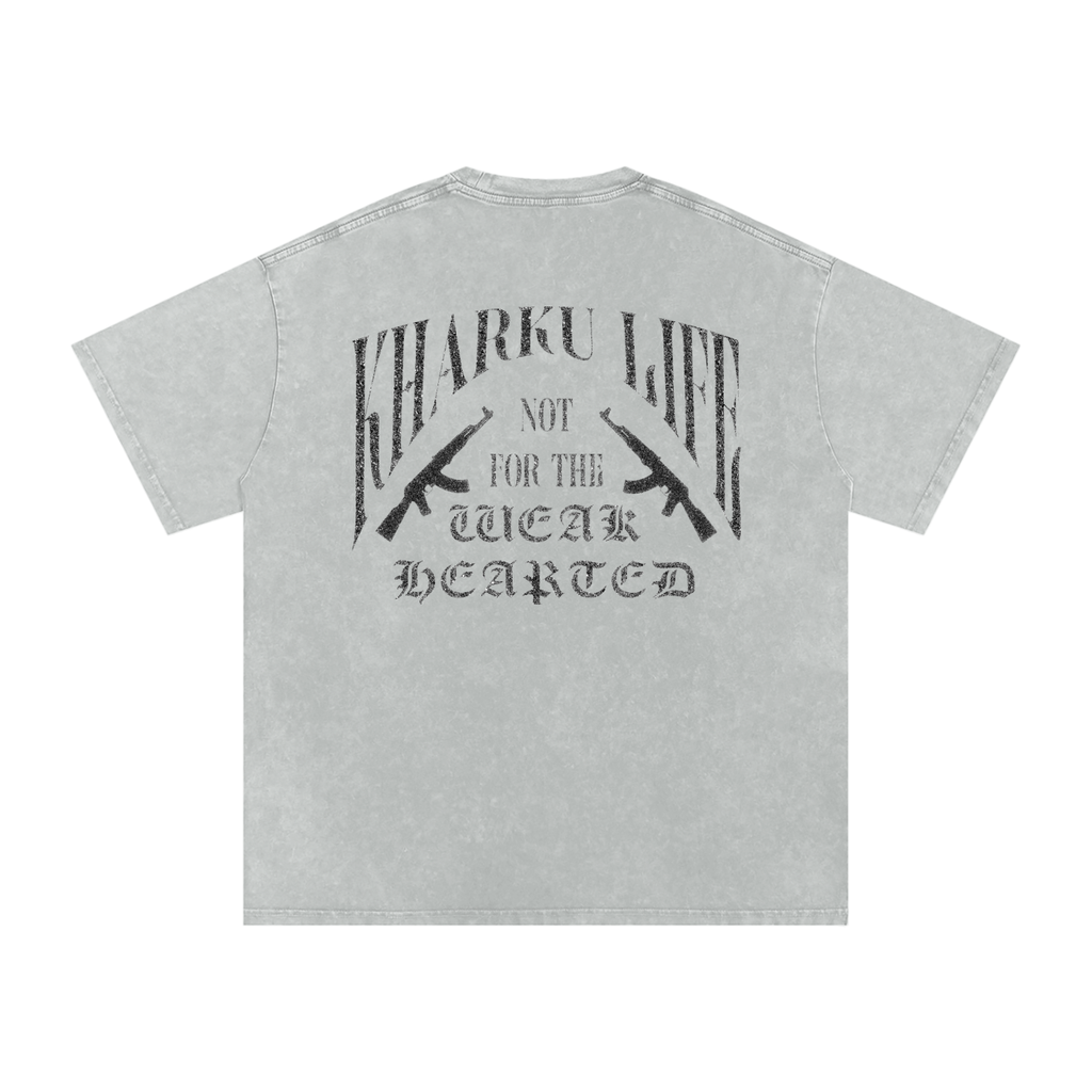 KHARKU LIFE V2 x RISEN RETRO Snow Washed Oversized Cotton T-Shirt