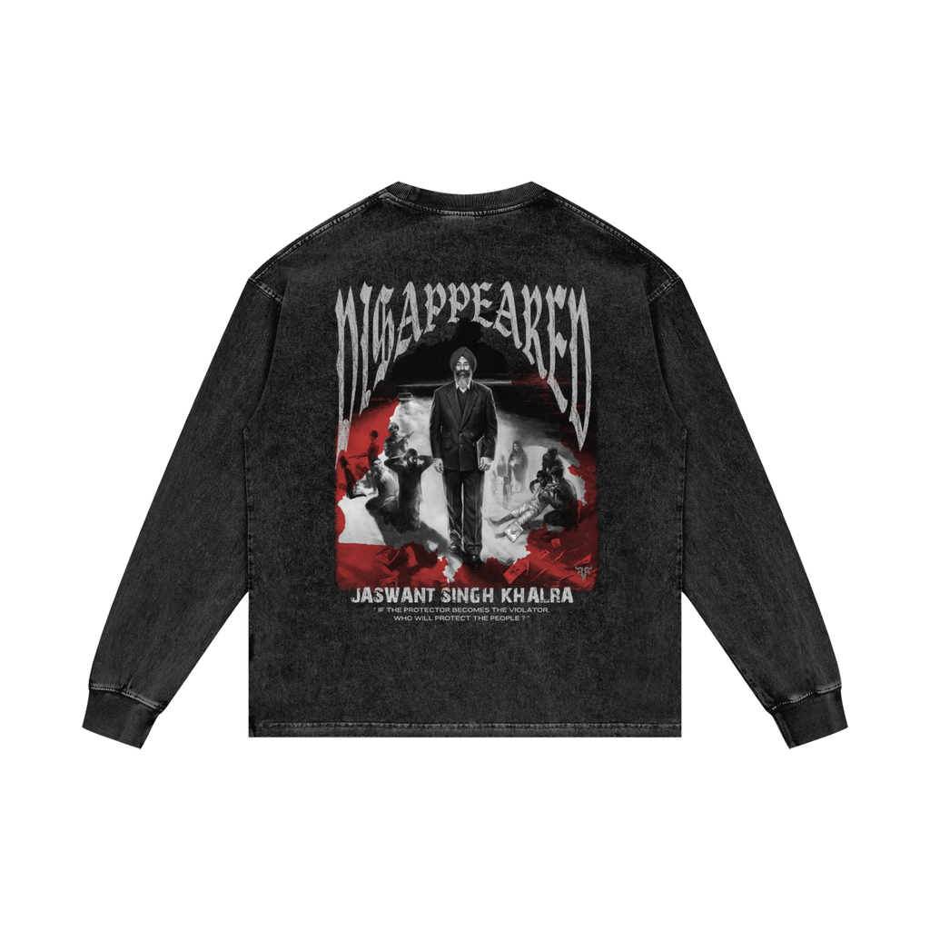 JASWANT SINGH KHALRA DISAPPEARED x Acid Wash Oversize Long Sleeve T-Shirt