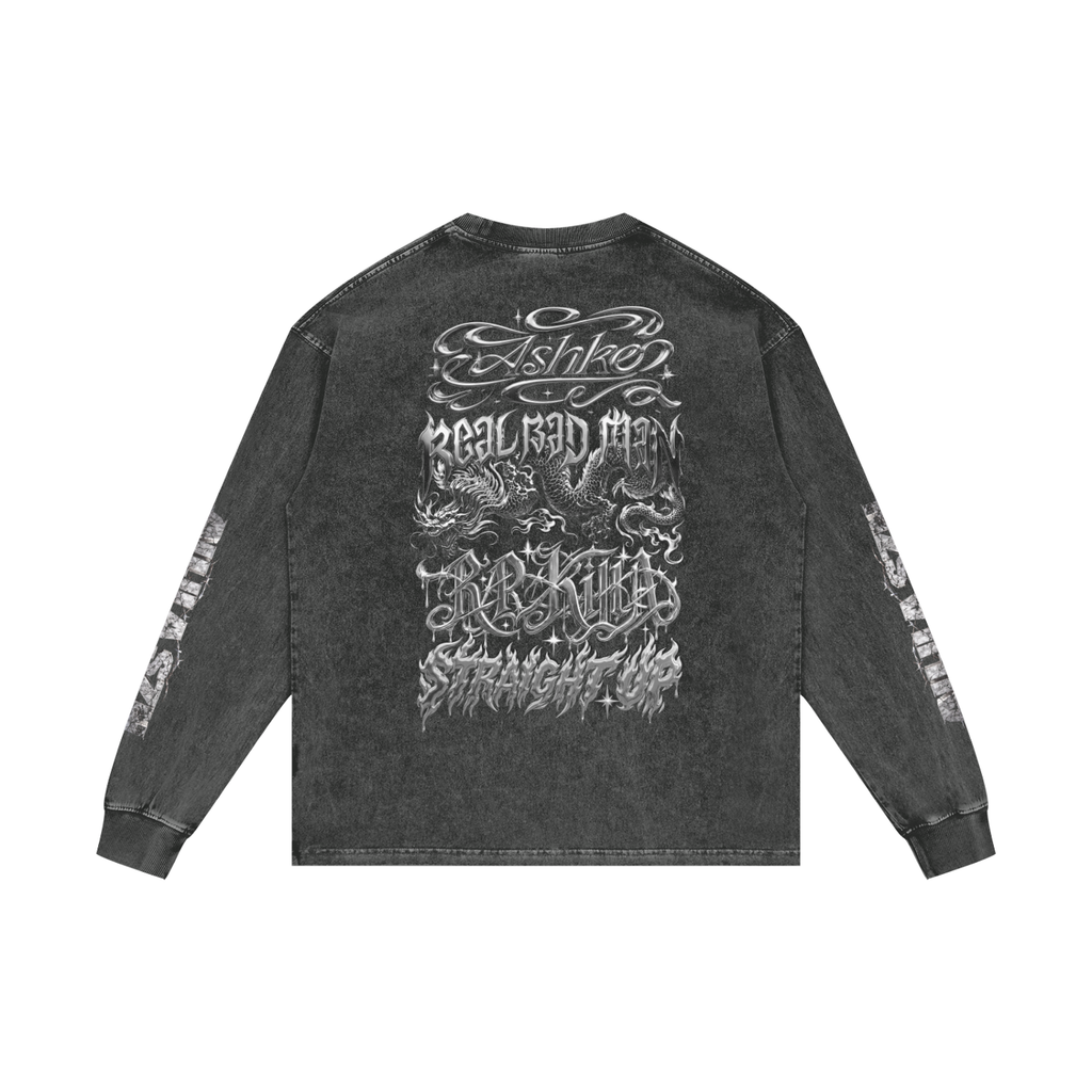 AUJLA SZN Acid Wash Oversize Long Sleeve T-Shirt