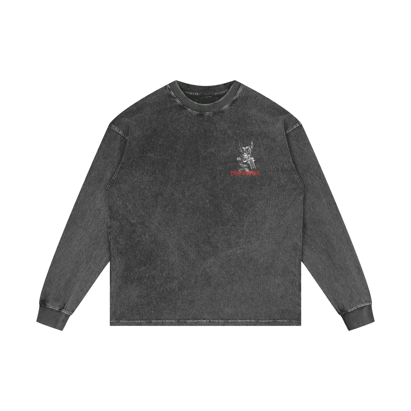 Dobermann X RisenRetro Acid Wash Oversize Long Sleeve T-Shirt