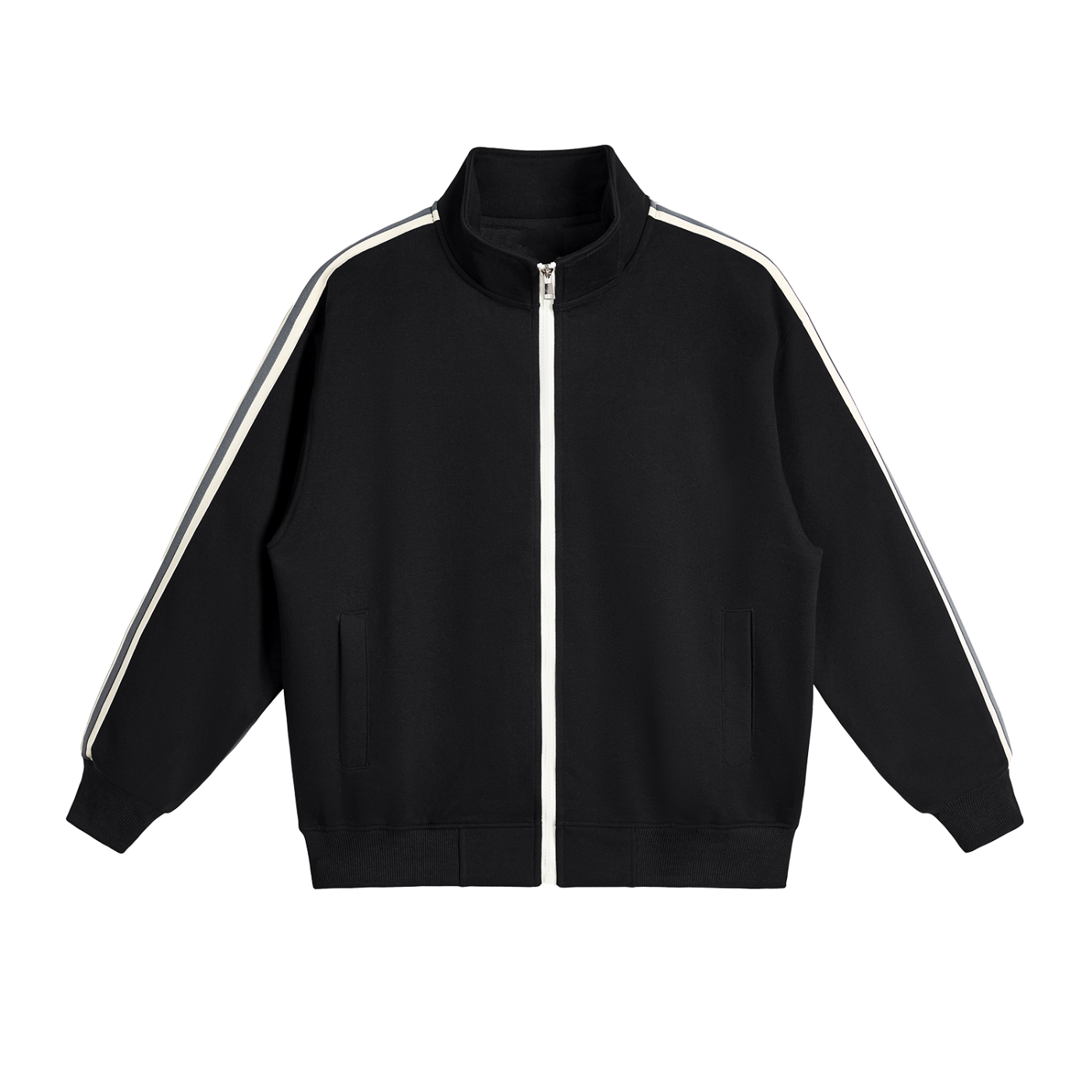 Motion Set X RisenRetro Contrast Side-Stripe Stand Collar  Jacket