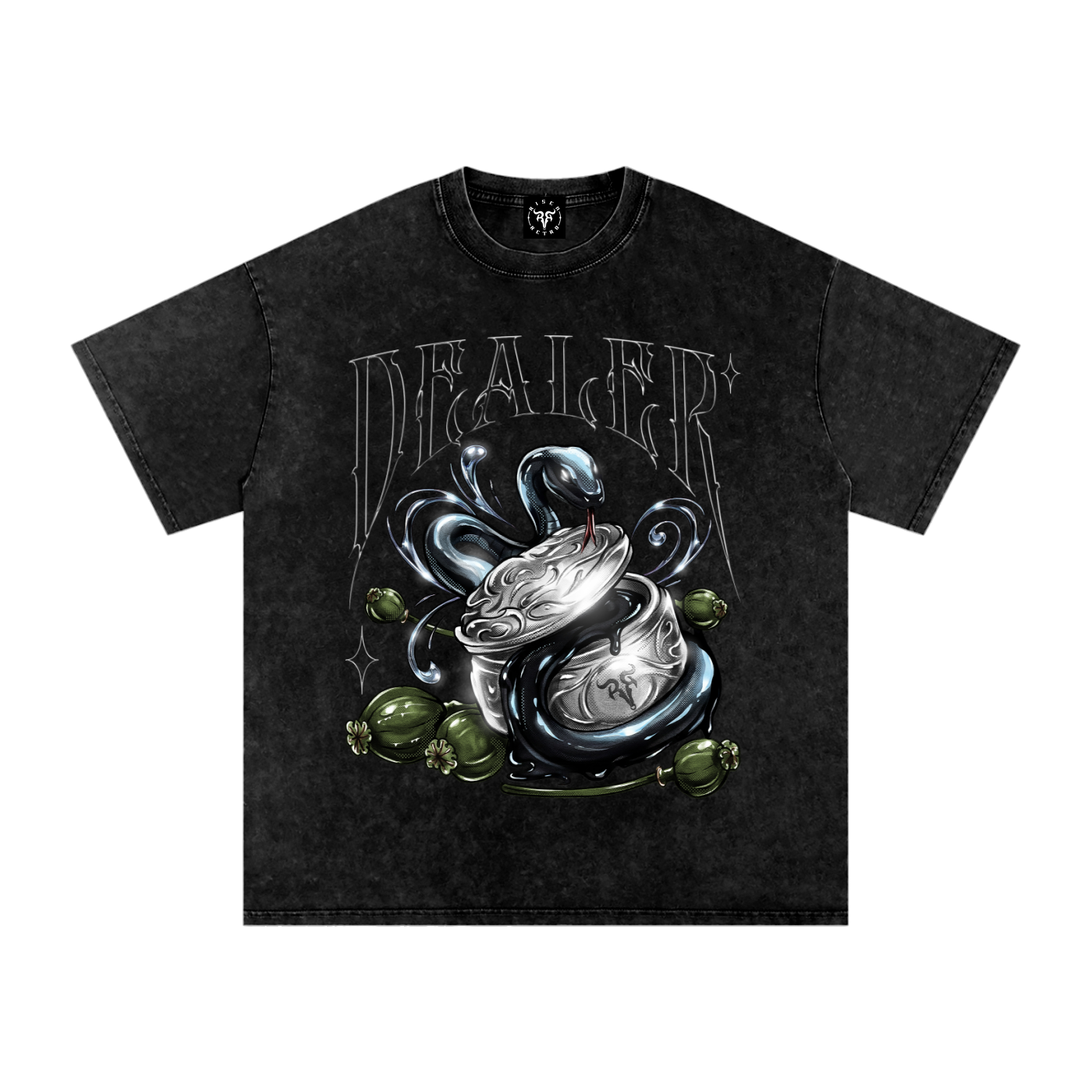 DEALER x RISENRETRO Snow Washed Oversized Cotton T-Shirt