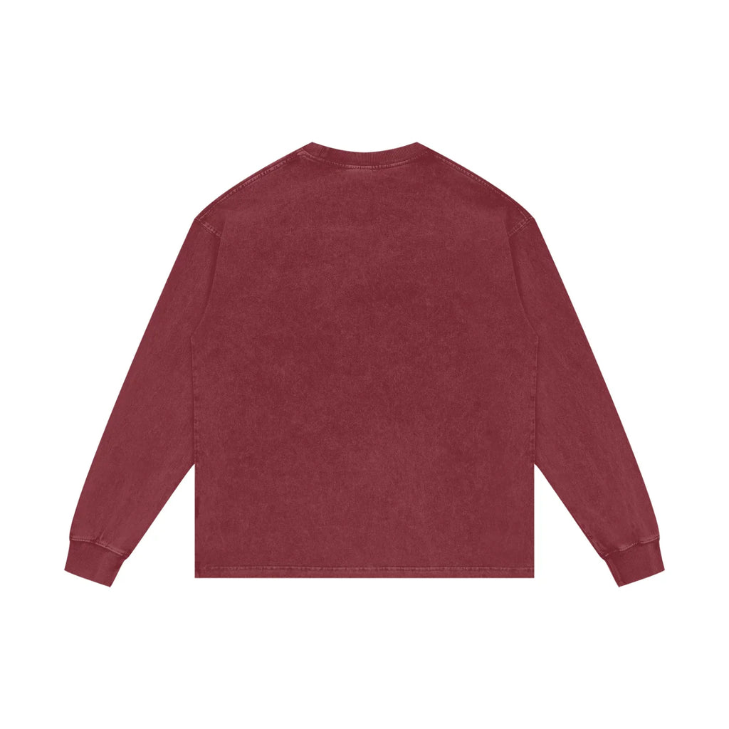 Doberman Rage X Risen Retro Acid Wash Oversize Long Sleeve T-Shirt