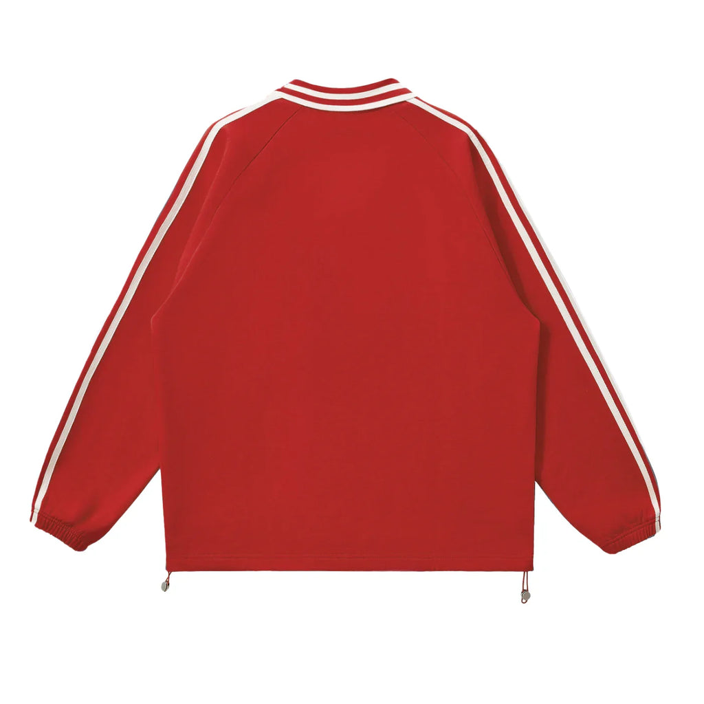 Risen Retro Monogram Contrast Striped Lapel Collar Sweatshirt