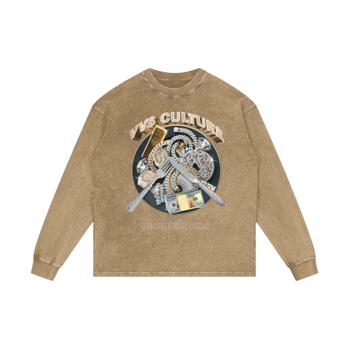 VVS Culture X RisenRetro Acid Wash Oversize Long Sleeve T-Shirt