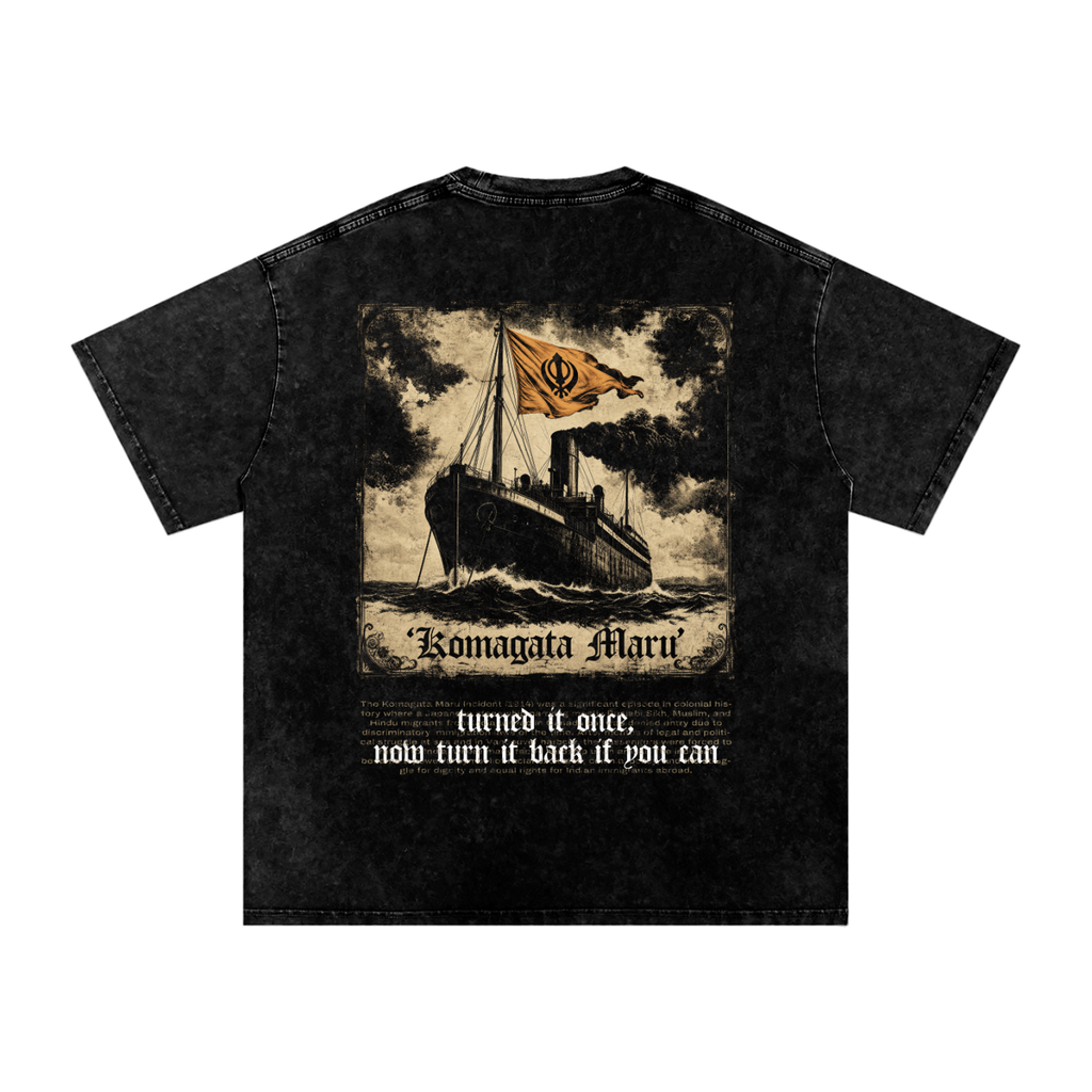 KOMAGATA MARU X RisenRetro Snow Washed Oversized Cotton T-Shirt