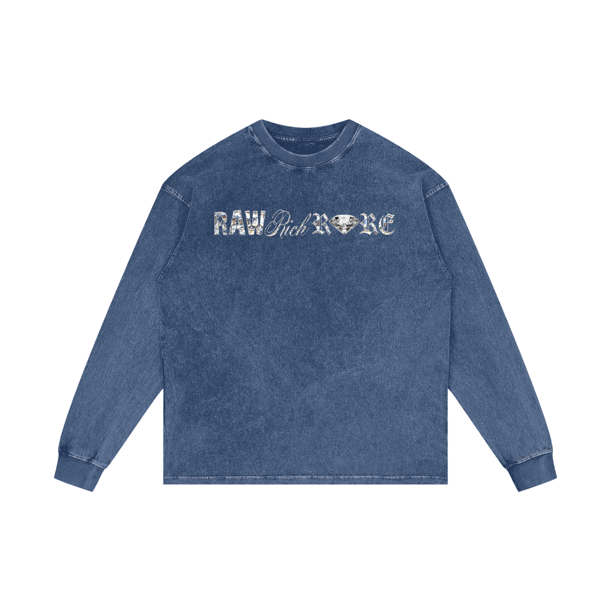 RAW RICH RARE  | RISENRETRO | Acid Wash Oversize Long Sleeve T-Shirt